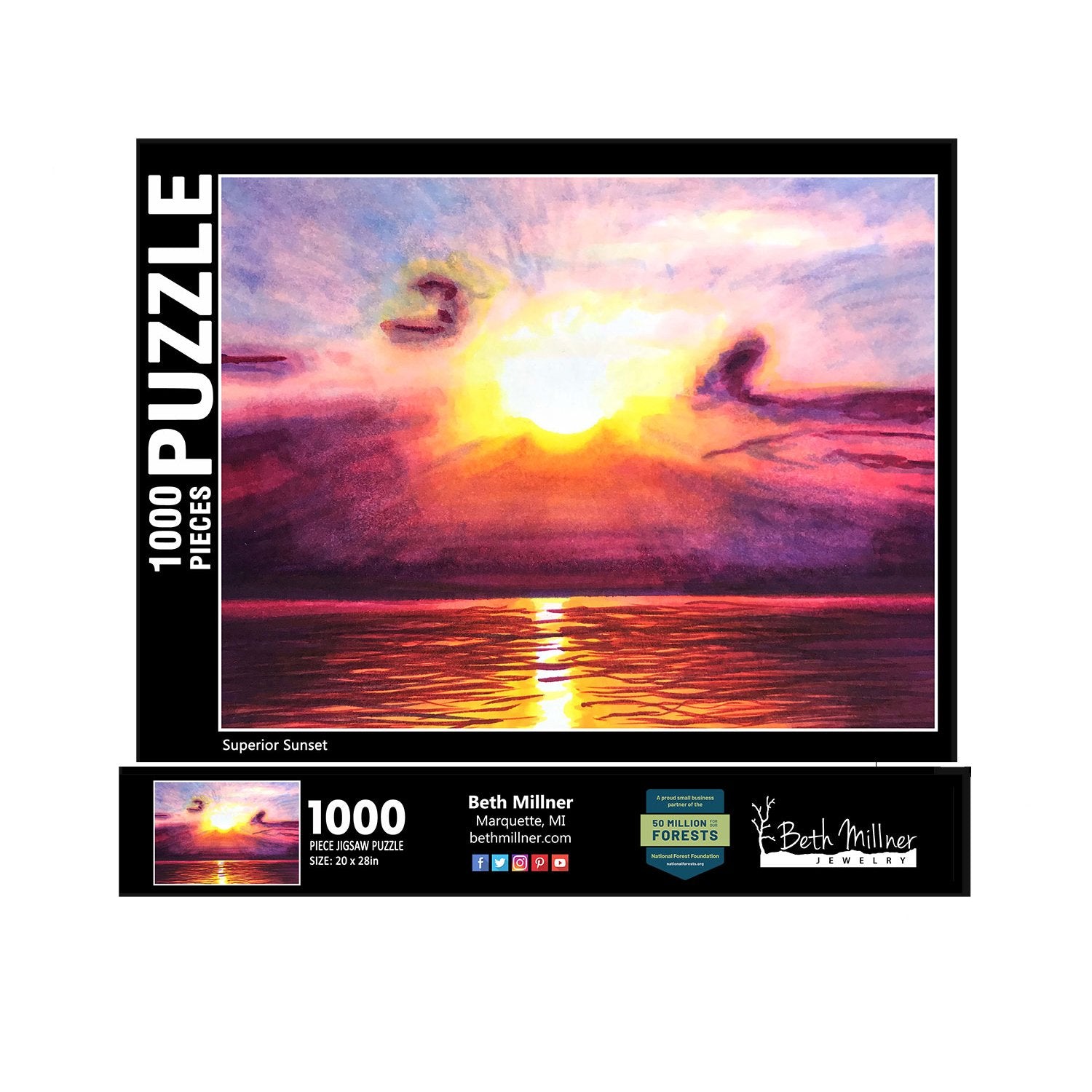 Superior Sunset 1000 Piece Puzzle - Tree Planted with Purchase - Artisan Goods   5464 - handmade by Beth Millner Jewelry