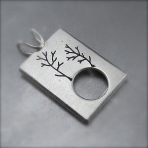 Tandem Tree Photo Frame Pendant - Reversible - Sterling Silver - Silver Pendant  Winter   0375 - handmade by Beth Millner Jewelry