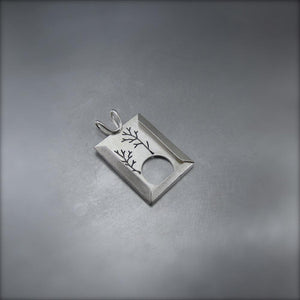 Tandem Tree Photo Frame Pendant - Reversible - Sterling Silver - Silver Pendant  Winter   0375 - handmade by Beth Millner Jewelry