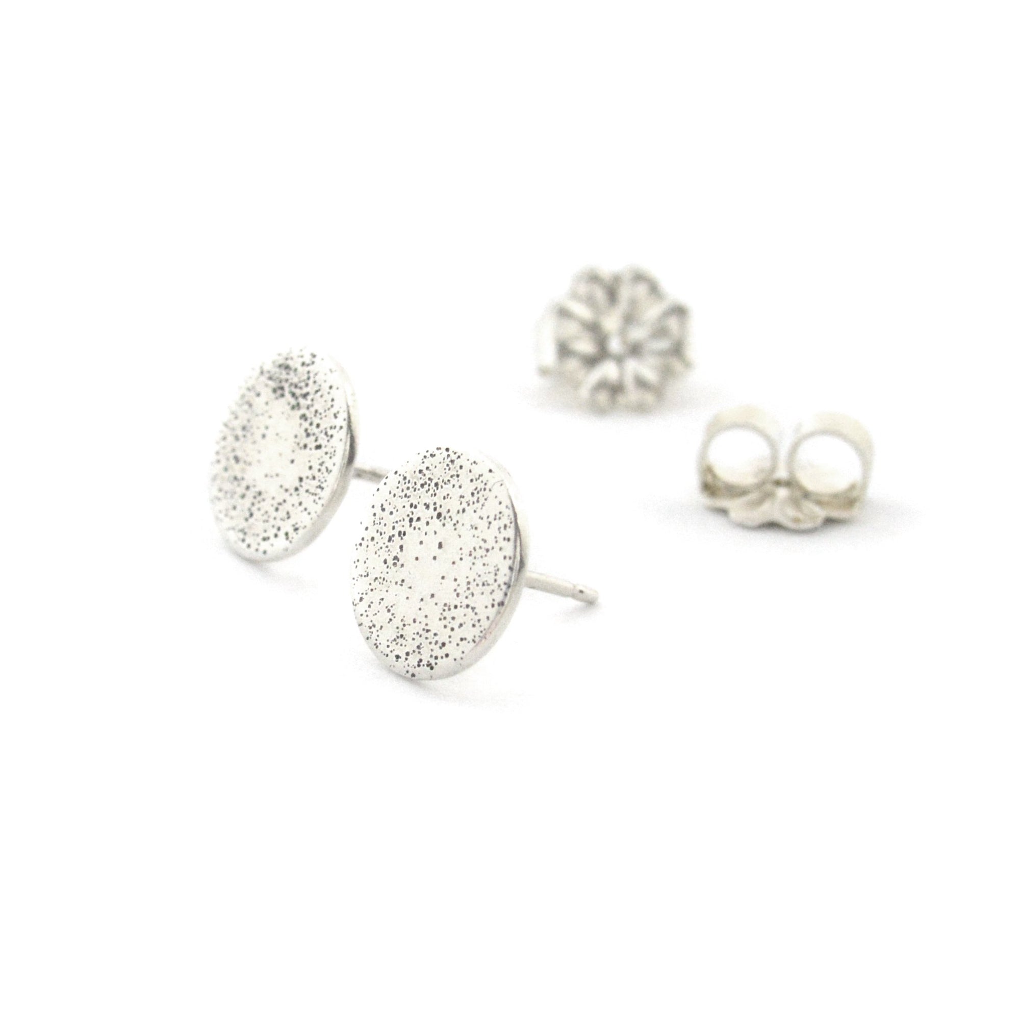Textured Silver Dot Post Earrings - Silver Earrings  Radial  Star Dust 3720 - handmade by Beth Millner Jewelry