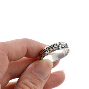 Silver Timber Ring - Wedding Ring  Select Size  4 2500 - handmade by Beth Millner Jewelry