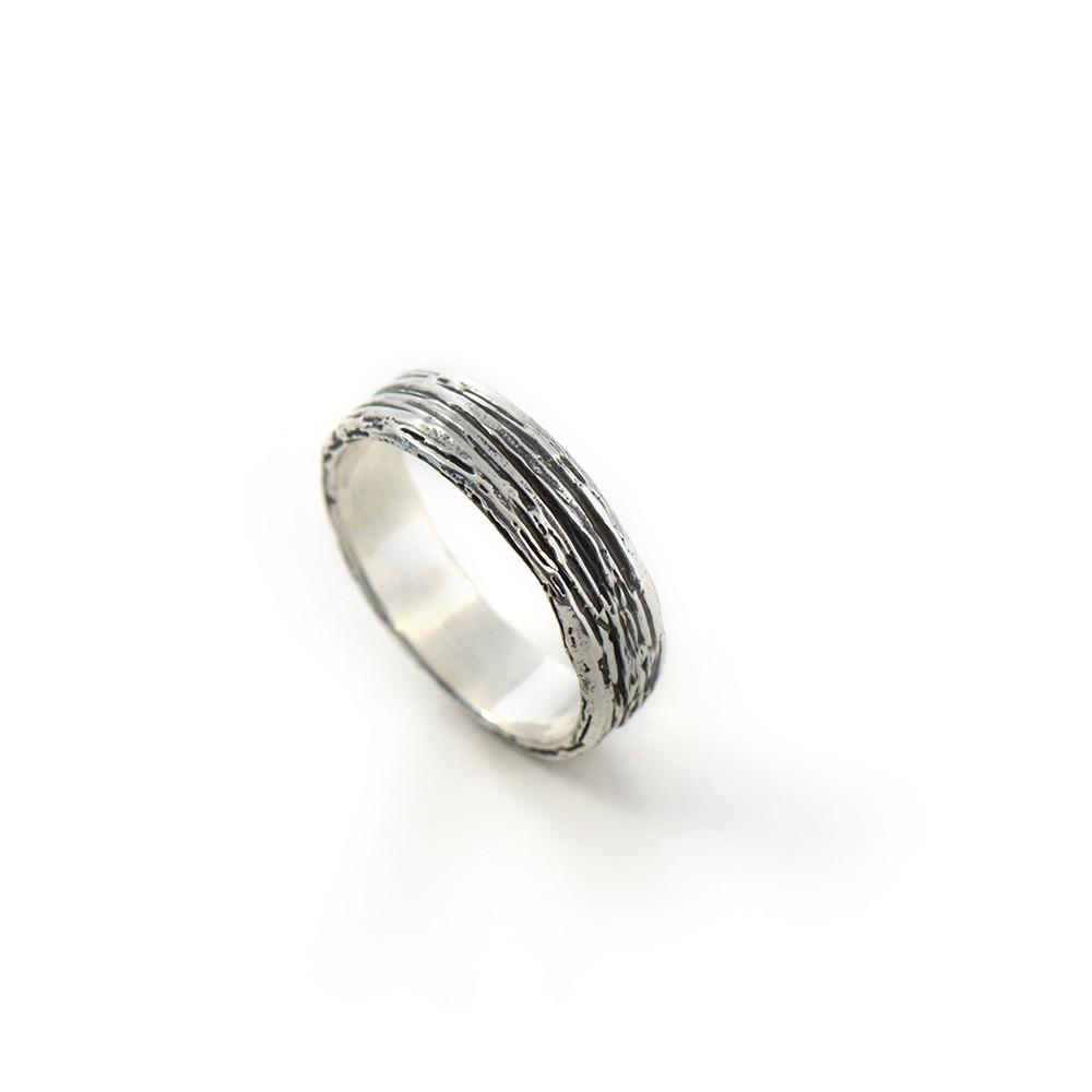 Silver Timber Ring - Wedding Ring Select Size 4 2500 - handmade by Beth Millner Jewelry