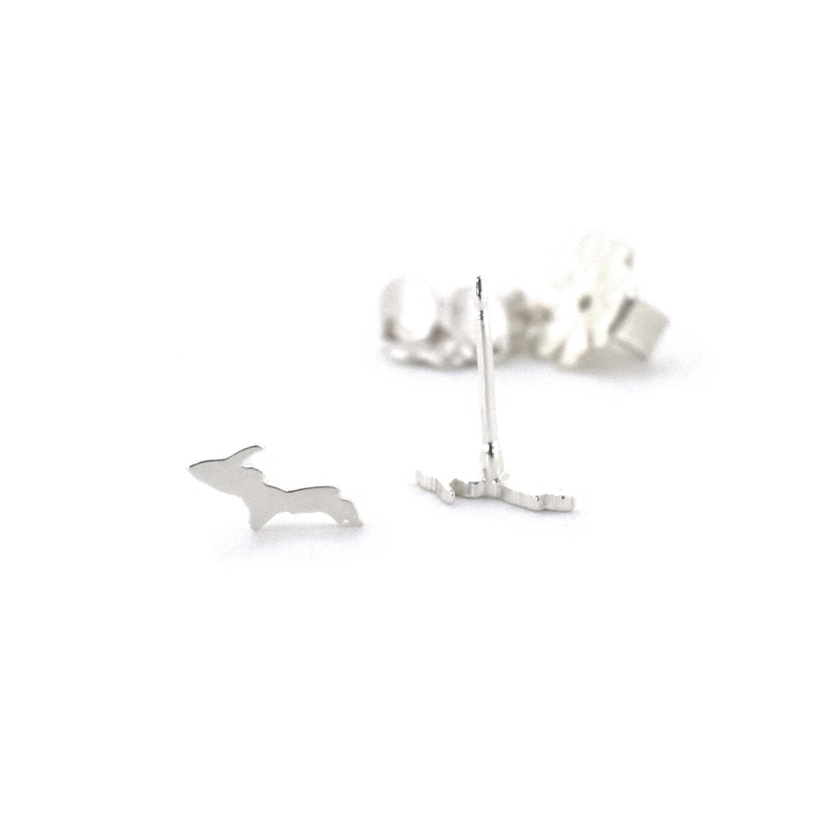 Tiny Upper Peninsula of Michigan Sterling Silver Post Earrings - Silver Earrings   1110 - handmade by Beth Millner Jewelry