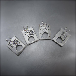 Trio Tree Photo Frame Pendant in Sterling Silver - Silver Pendant  Spring  Summer 0376 - handmade by Beth Millner Jewelry