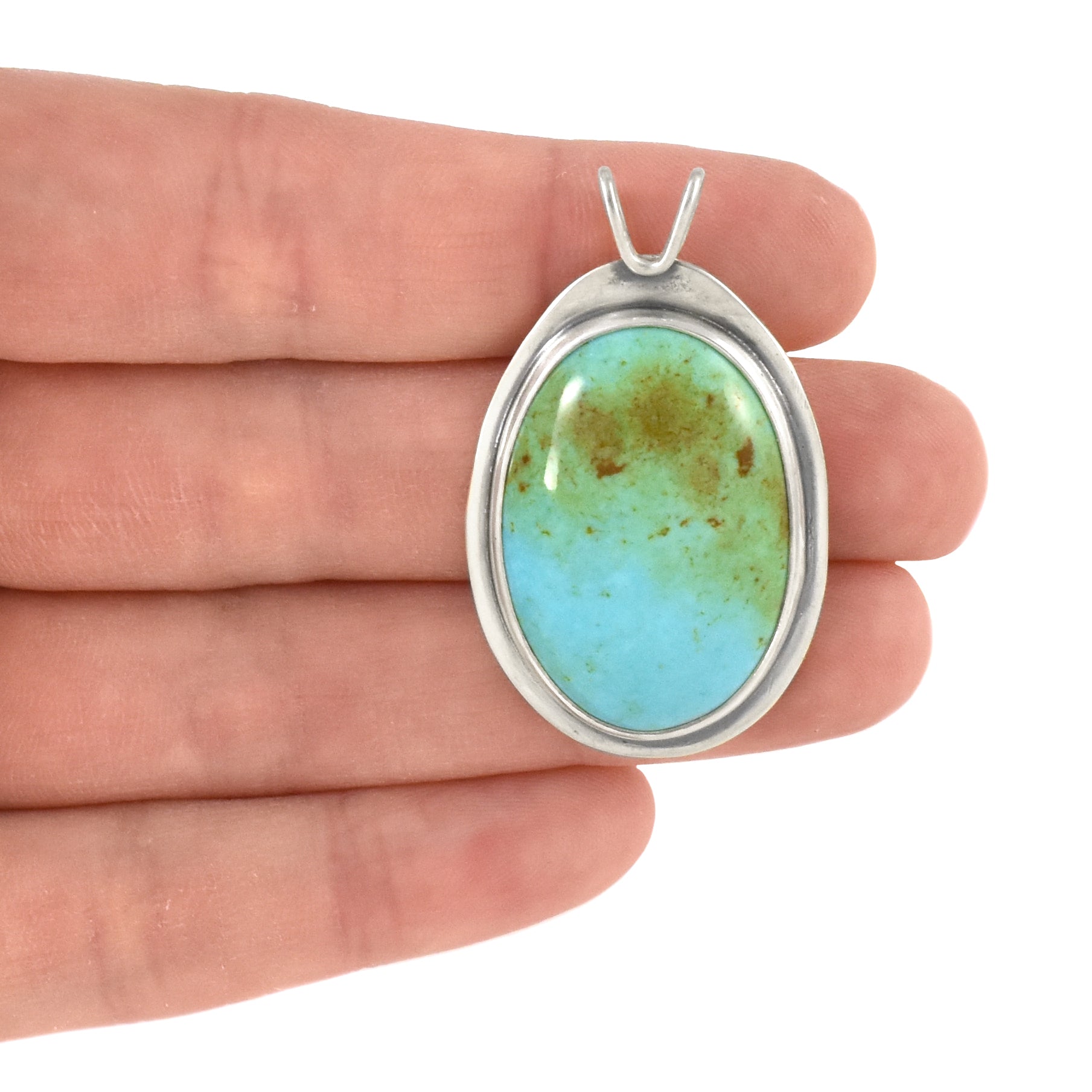 Turquoise Drop Pendant - Silver Pendant   6590 - handmade by Beth Millner Jewelry