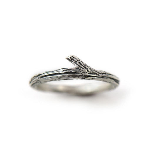 Silver Twig Branch Ring