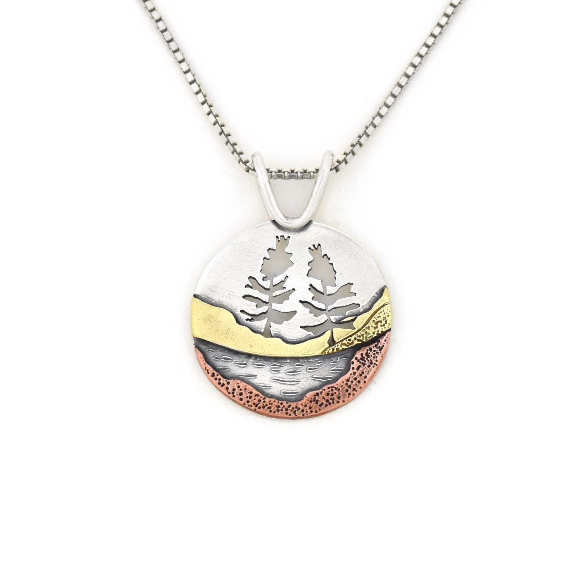 Two Hearted River Pendant - Mixed Metal Pendant   3087 - handmade by Beth Millner Jewelry