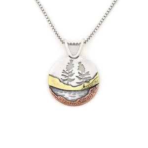 Two Hearted River Pendant - Mixed Metal Pendant   3087 - handmade by Beth Millner Jewelry