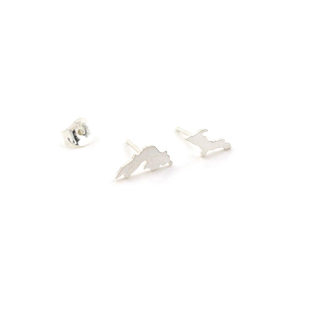 Upper Peninsula & Lake Superior Post Earrings - Silver Earrings   3240 - handmade by Beth Millner Jewelry