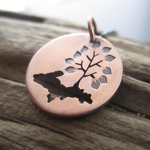 Upper Peninsula of Michigan Family Tree Copper Pendant - Copper Pendant   1023 - handmade by Beth Millner Jewelry