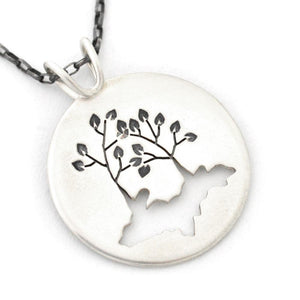 Upper Peninsula of Michigan Tree Couple Sterling Silver Pendant - Silver Pendant   2715 - handmade by Beth Millner Jewelry