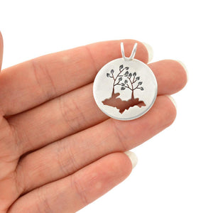 Upper Peninsula of Michigan Tree Couple Sterling Silver Pendant - Silver Pendant   2715 - handmade by Beth Millner Jewelry