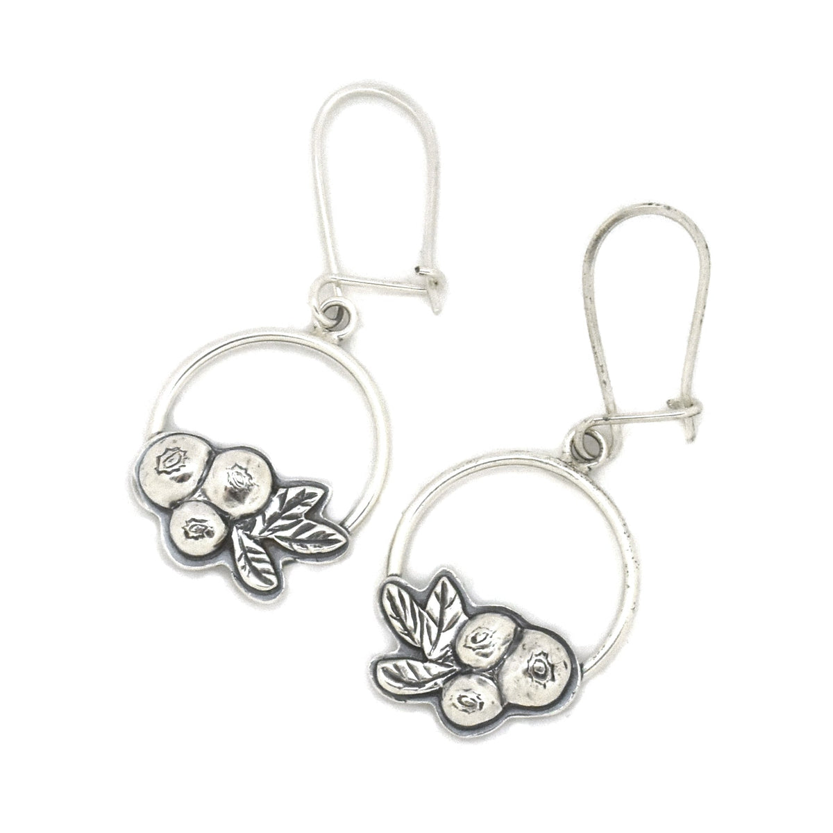 Wild Blueberry Hoop Earrings - Silver Earrings   6542 - handmade by Beth Millner Jewelry