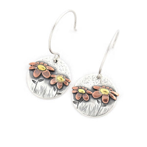 Wildflower Earrings - Mixed Metal Earrings   4012 - handmade by Beth Millner Jewelry