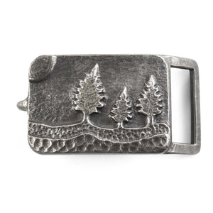 Woodland Conifer Forest Belt Buckle - Tree Planted with Purchase - Artisan Goods   4136 - handmade by Beth Millner Jewelry