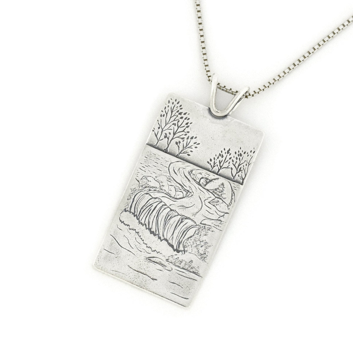 Yellow Dog Falls Pendant - Fundraiser for the Yellow Dog Watershed Preserve - Silver Pendant   6684 - handmade by Beth Millner Jewelry